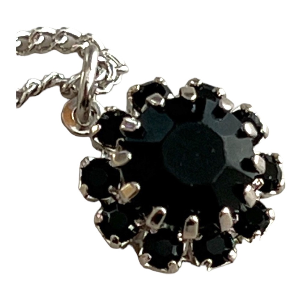 Vintage 1950s Faux Black Gem Necklace Signed Judy Lee Label 12”